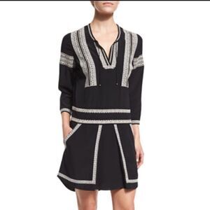 NWT VERONICA BEARD Ignacio Embroidered
Shirt Dress Silk Black Size 6